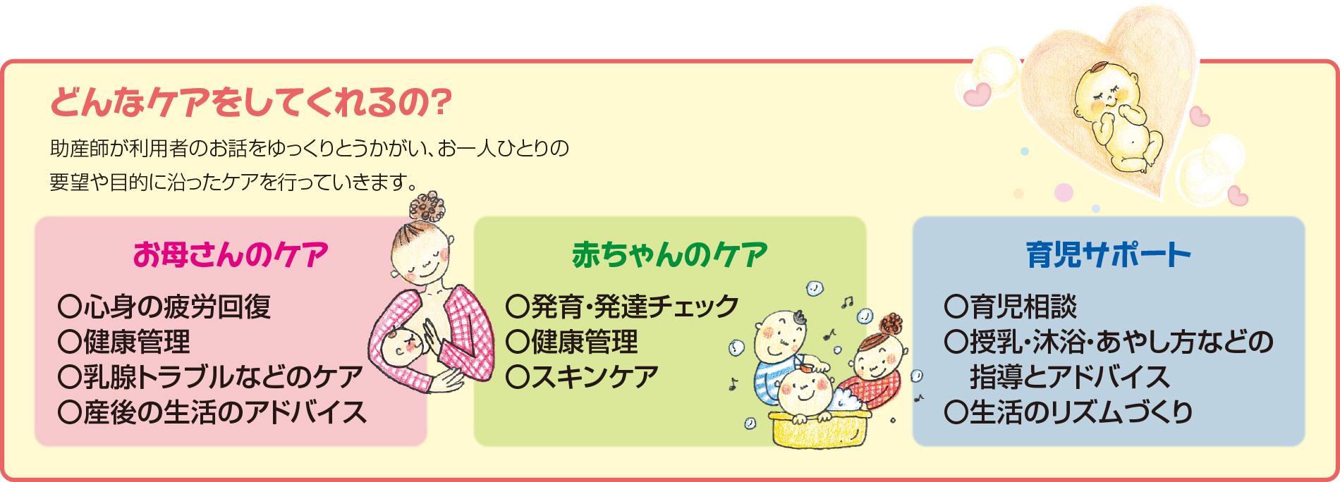 どんなケアをしてくれるの?